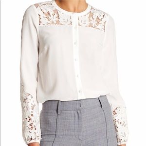 Veronica Beard
Alma Long-Sleeve Embroidered Silk Blouse, Off‎ White